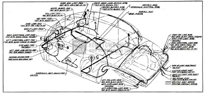 1951 Buick Body and Hydro-Lectric Wiring Circuit Diagram-Model 76R-Style 4737X