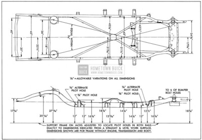 1954 Buick Frame Checking Dimensions-Series 40-60, M100