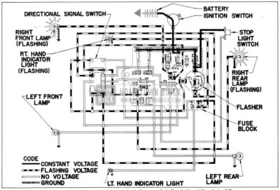1956 Buick Direction Signal Lamp Circuit Diagram-Right Turn Indicated