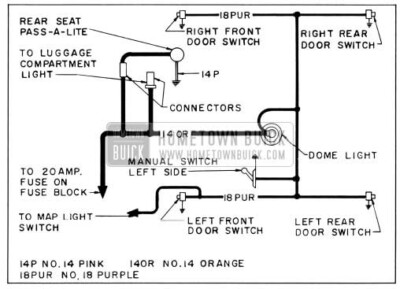 1956 Buick Dome Lamp Wiring Circuit Diagram-Models 52, 53, 72, 73