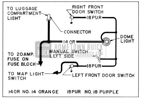 1956 Buick Dome Lamp Wiring Circuit Diagram-Models 56C, 56R, 76C, 76R