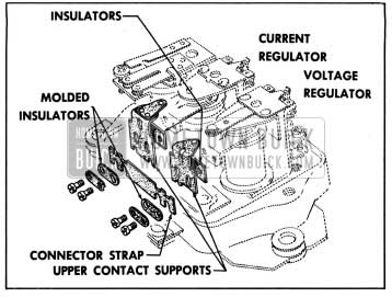1957 Buick Relationship of Connector Strap, Insulators and Upper Contact Supports